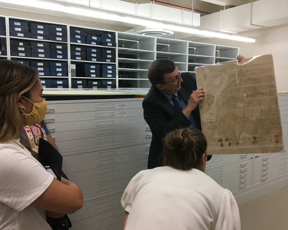 UNCP students visit a state archive.